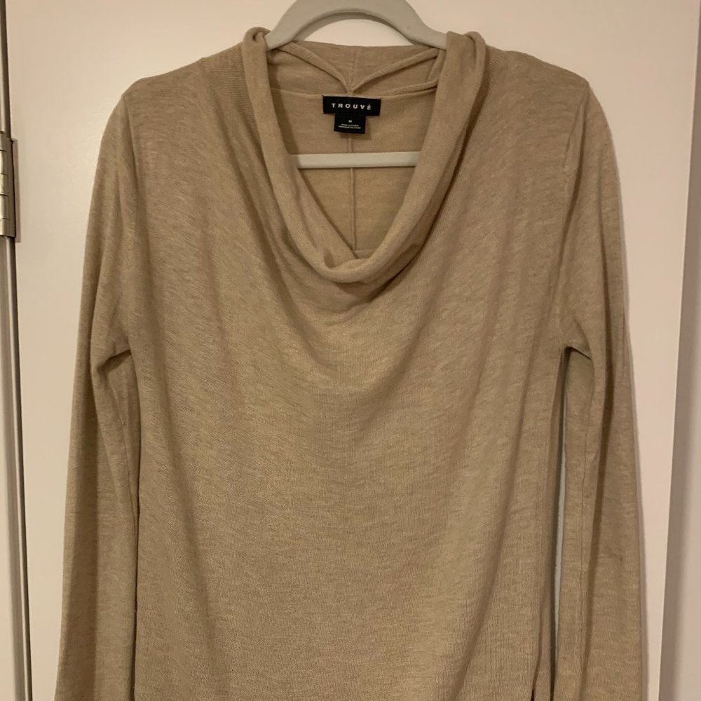 Trouve Long Tan Cowlneck Sweater